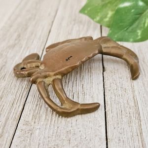 Vintage 3" Solid Brass Crab with Golf & Crab House Society Engraved Etched